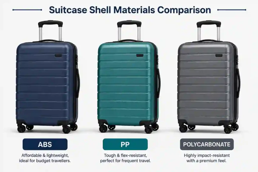 Comparison of ABS, polypropylene, and polycarbonate suitcase materials